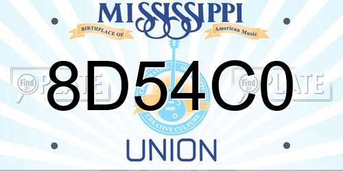 8D54C0 Mississippi License Plate