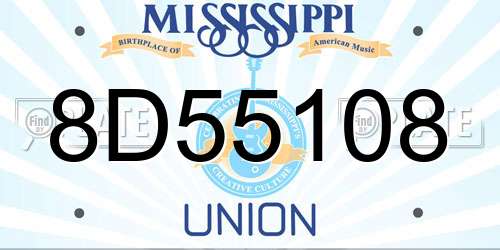 8D55108 Mississippi License Plate
