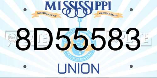 8D55583 Mississippi License Plate