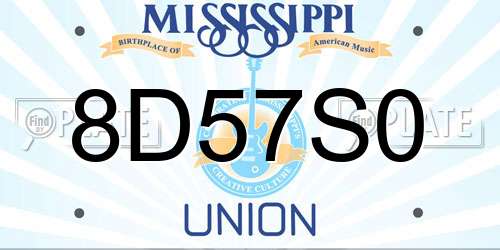 8D57S0 Mississippi License Plate