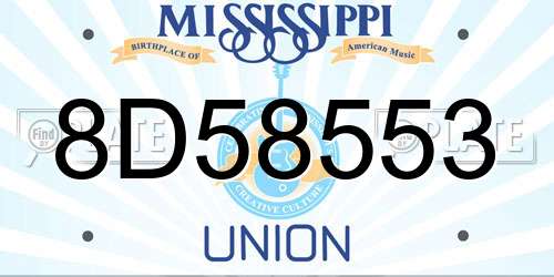 8D58553 Mississippi License Plate