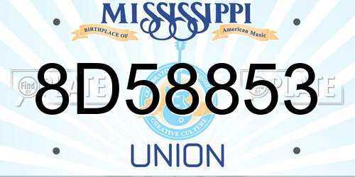 8D58853 Mississippi License Plate