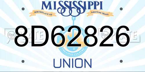 8D62826 Mississippi License Plate