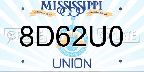 8D62U0 Mississippi License Plate