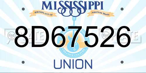 8D67526 Mississippi License Plate