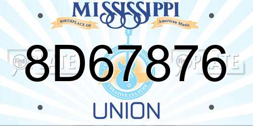 8D67876 Mississippi License Plate