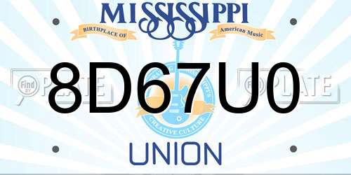 8D67U0 Mississippi License Plate