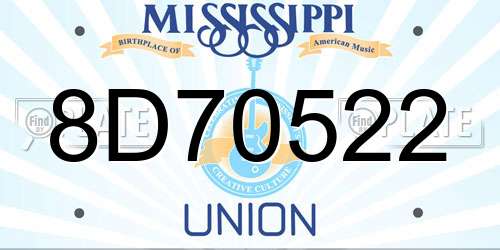8D70522 Mississippi License Plate