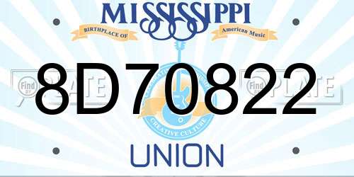 8D70822 Mississippi License Plate