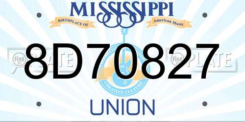 8D70827 Mississippi License Plate