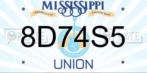 8D74S5 Mississippi License Plate