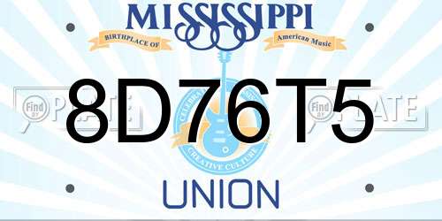 8D76T5 Mississippi License Plate