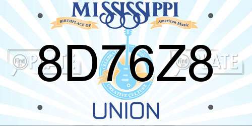 8D76Z8 Mississippi License Plate