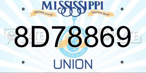 8D78869 Mississippi License Plate