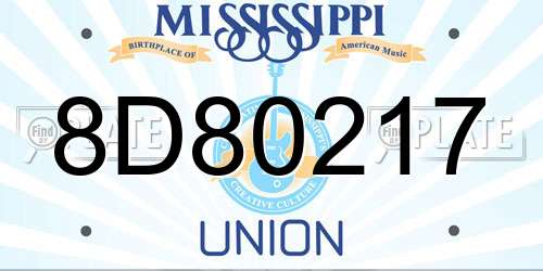 8D80217 Mississippi License Plate