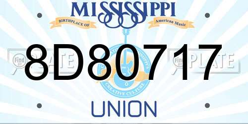 8D80717 Mississippi License Plate