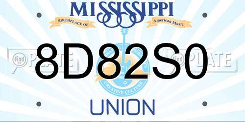 8D82S0 Mississippi License Plate