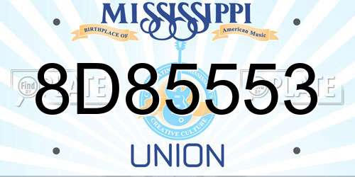 8D85553 Mississippi License Plate