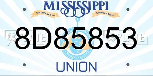8D85853 Mississippi License Plate