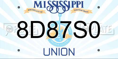 8D87S0 Mississippi License Plate