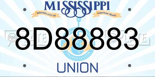 8D88883 Mississippi License Plate