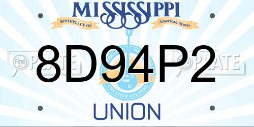 8D94P2 Mississippi License Plate