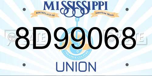 8D99068 Mississippi License Plate