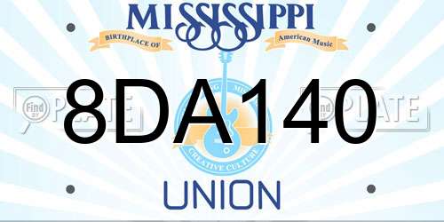 8DA140 Mississippi License Plate
