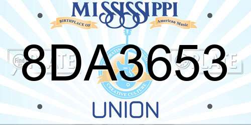 8DA3653 Mississippi License Plate
