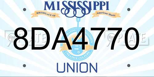 8DA4770 Mississippi License Plate