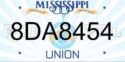 8DA8454 Mississippi License Plate