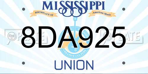 8DA925 Mississippi License Plate