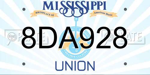 8DA928 Mississippi License Plate