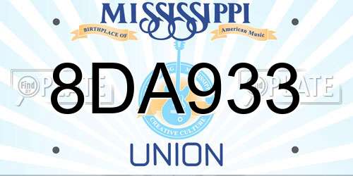8DA933 Mississippi License Plate