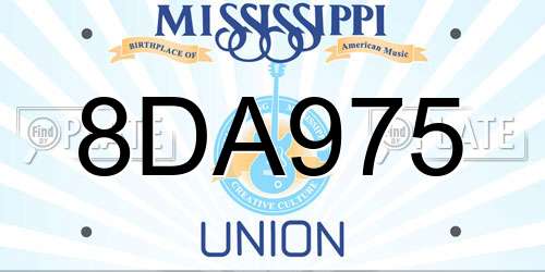 8DA975 Mississippi License Plate