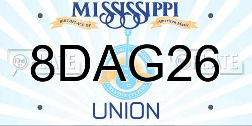 8DAG26 Mississippi License Plate