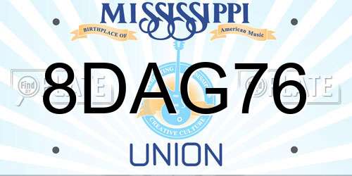 8DAG76 Mississippi License Plate