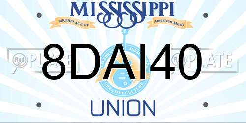 8DAI40 Mississippi License Plate