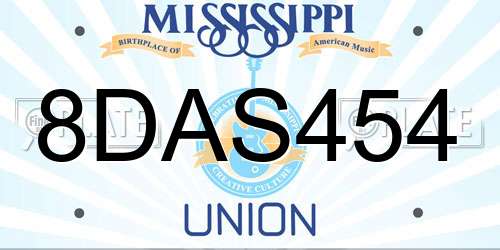 8DAS454 Mississippi License Plate
