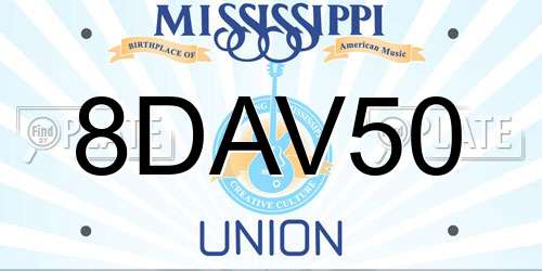 8DAV50 Mississippi License Plate