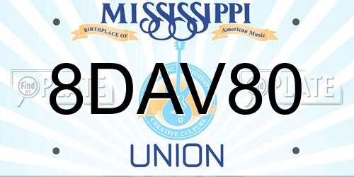 8DAV80 Mississippi License Plate
