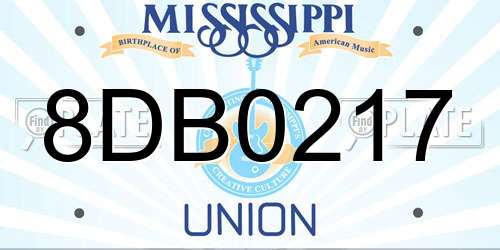 8DB0217 Mississippi License Plate