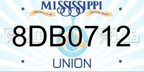 8DB0712 Mississippi License Plate