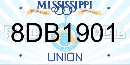 8DB1901 Mississippi License Plate