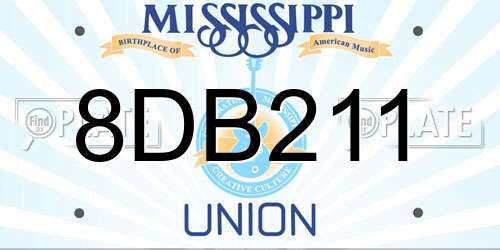 8DB211 Mississippi License Plate