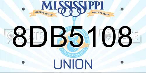 8DB5108 Mississippi License Plate