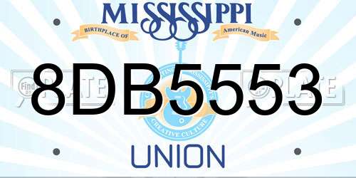 8DB5553 Mississippi License Plate