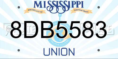 8DB5583 Mississippi License Plate
