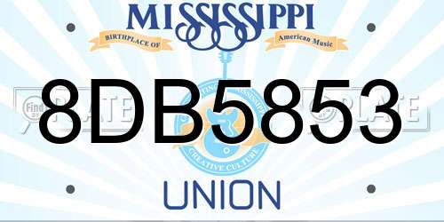 8DB5853 Mississippi License Plate