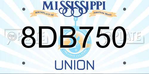 8DB750 Mississippi License Plate